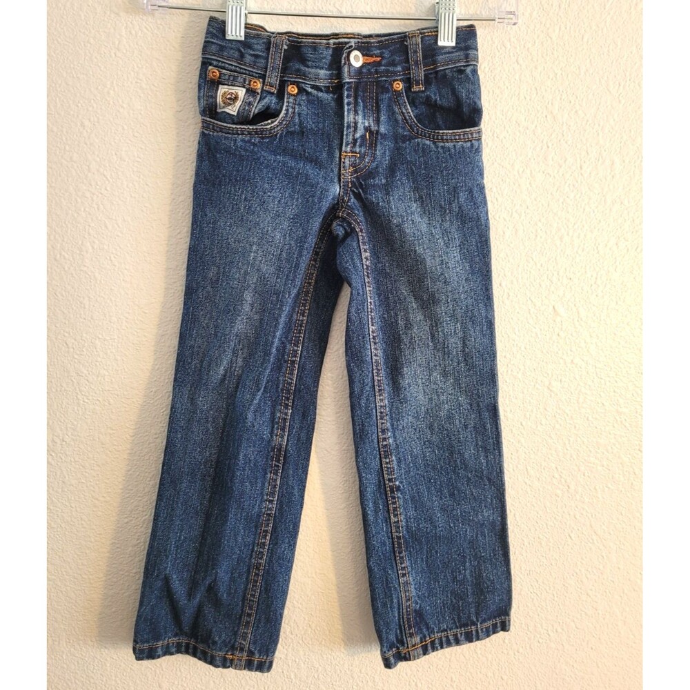 Cinch White Label Kids Jeans Size 4S Slim Fit Dark Stonewash Denim Straight Leg